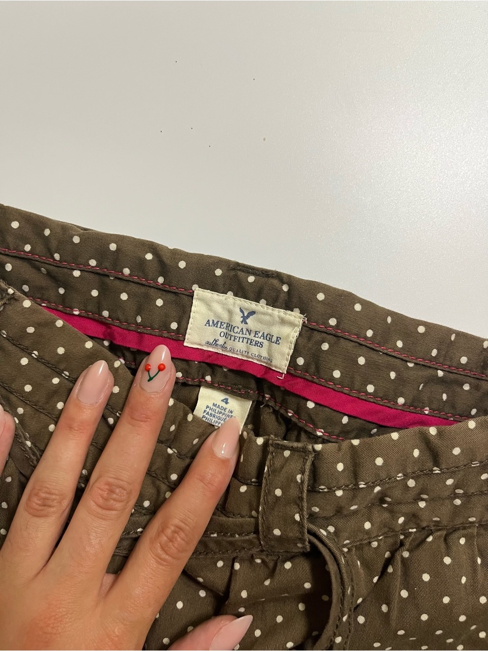 vintage american eagle brown polka dot mini skirt - Picture 2 of 3